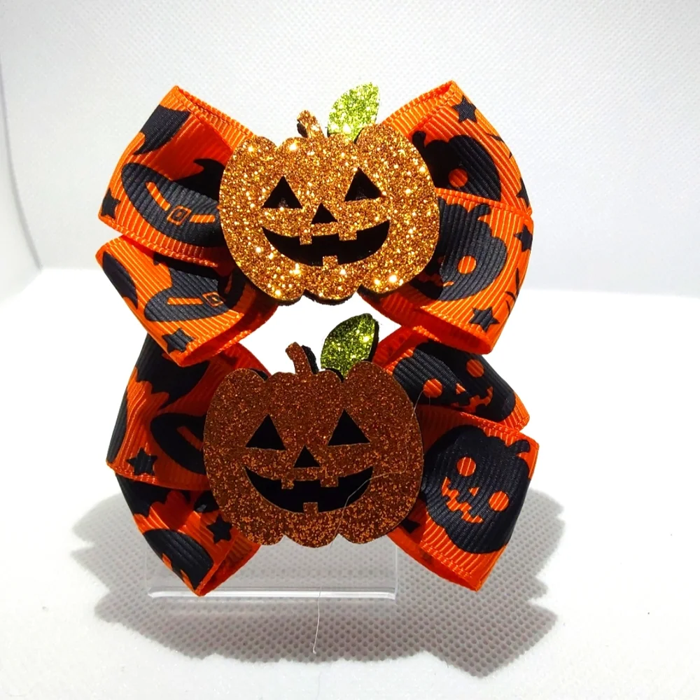 Halloween pumpkin hair clips